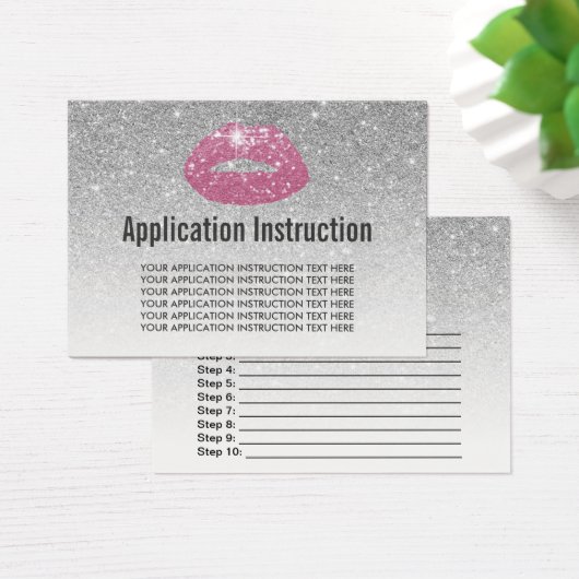 Pink Lips Silver Glitter Application Instructions (Desk)