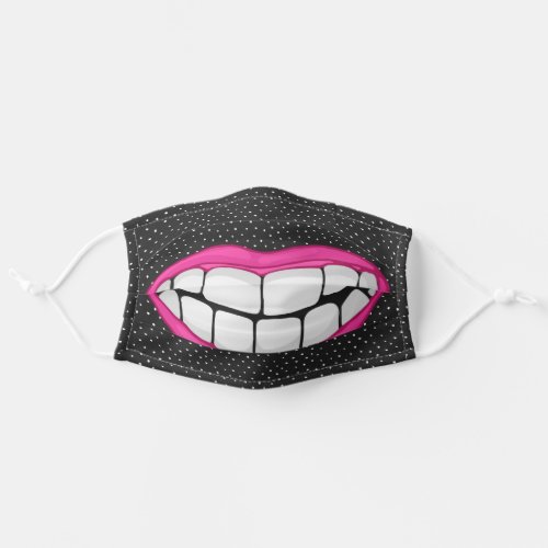 pink lips smile with big teeth adult cloth face mask