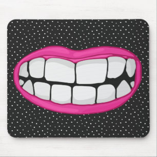pink lips smile with big teeth mouse pad