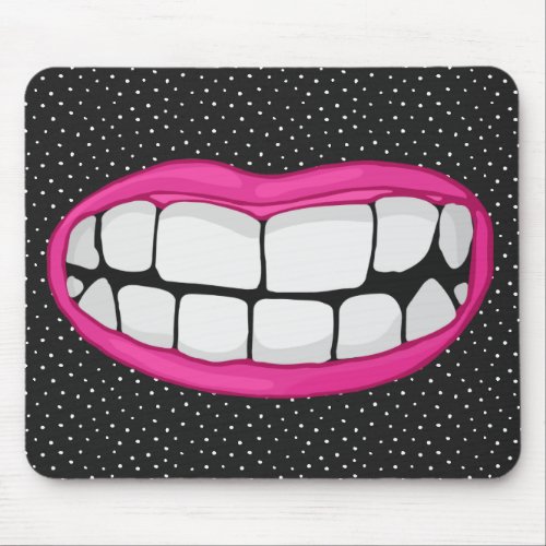 pink lips smile with big teeth mouse pad