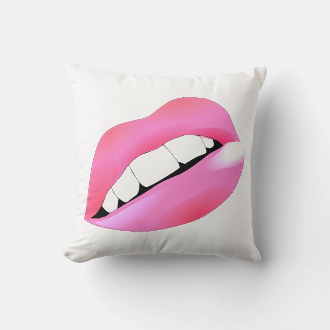 Pink lips throw pillow (Front)