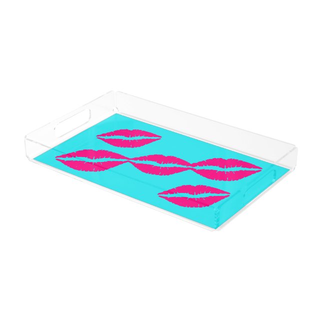 "Pink Lips Vanity Tray – Stylish and Playful Organ (Angled)
