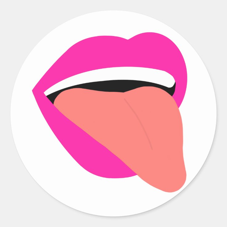 Pink Lips with Tongue Out Classic Round Sticker | Zazzle