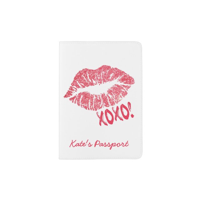 Pink Lips XOXO | Add Your Name Passport Holder (Front)