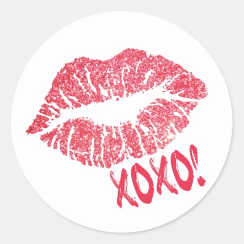 Pink Lips XOXO  Makeup Artist Classic Round Sticker