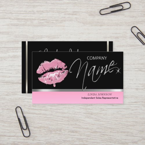 Pink Lipstick and Silver Business Card