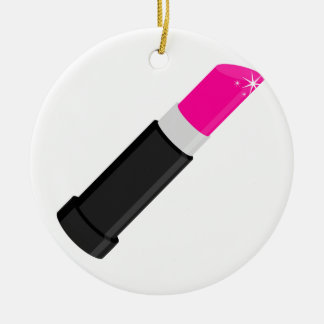 Pink Lipstick Ceramic Ornament