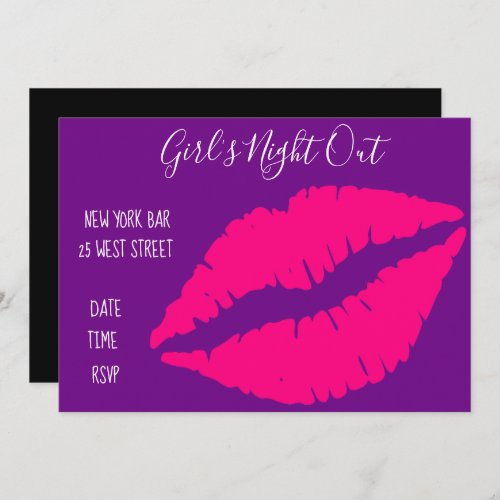 Pink Lipstick fun girls night out  Party Invitation