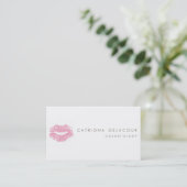 Pink Lipstick Kiss Mark Cosmetology Business Card (Standing Front)