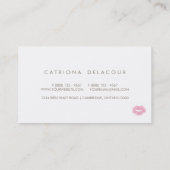 Pink Lipstick Kiss Mark Cosmetology Business Card (Back)