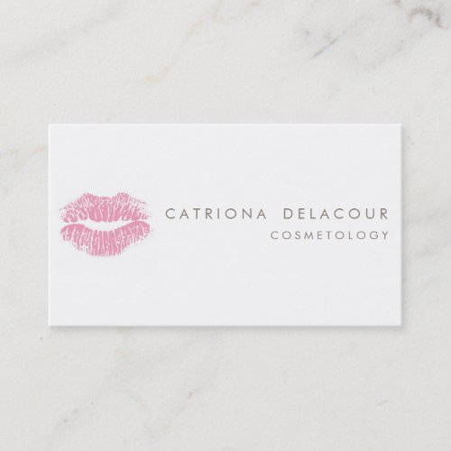 Pink Lipstick Kiss Mark Cosmetology Business Card