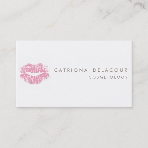 Customizable Pink Lipstick Kiss Mark Cosmetology Business Card