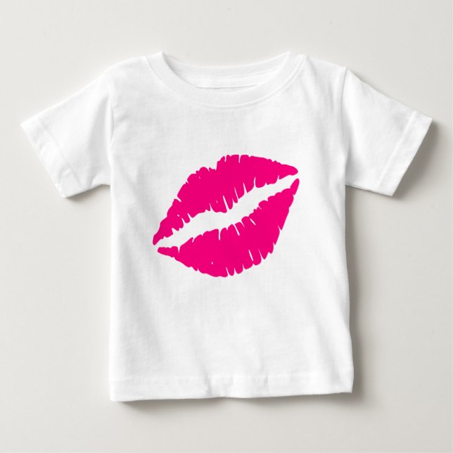 Pink lipstick kiss pop art baby T-Shirt (Front)