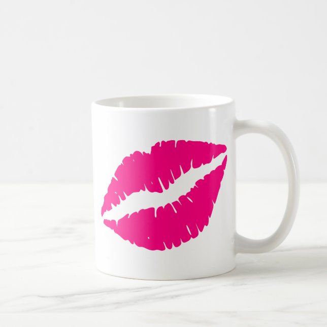 Pink lipstick kiss pop art coffee mug (Right)