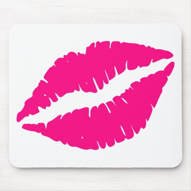 Pink lipstick kiss pop art mouse pad (Front)