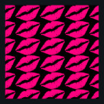 Pink lipstick kiss pop art pink and black poster<br><div class="desc">A pop art design of hot pink lipstick against a customisable black background. This cute pop art  pattern design is modern and fashionable in a pop punk design. Suitable for a teen girl's room or any lover of pop art.</div>