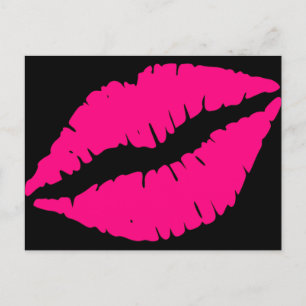 Pink lipstick kiss pop art postcard