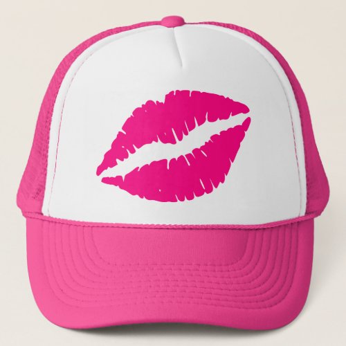 Pink lipstick kiss pop art trucker hat