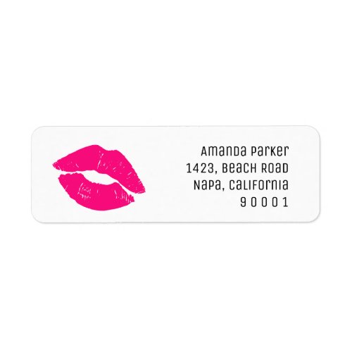 Pink Lipstick Kiss Return Address Label