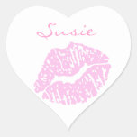 Pink Lipstick Kiss Stickers at Zazzle