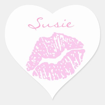 Pink Lipstick Kiss Stickers by Studio60 at Zazzle