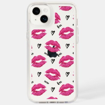 Pink Lipstick Kisses And Hearts Speck Iphone 14 Plus Case by heartlockedcases at Zazzle