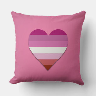 Pink lipstick lesbian pride heart design throw pil pillow