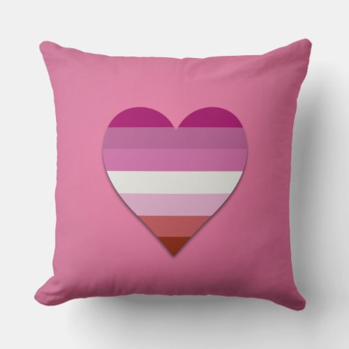 Pink lipstick lesbian pride heart design throw pil throw pillow