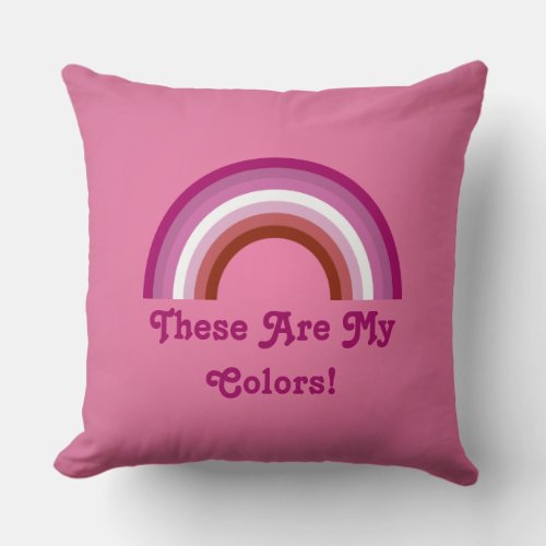 Pink Lipstick Lesbian pride rainbow Throw Pillow