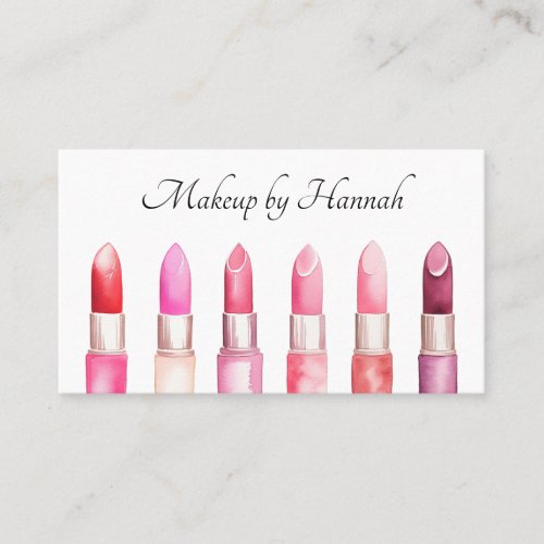 Pink Lipstick Makeup Artist Beauty Salon Skincare Business Card