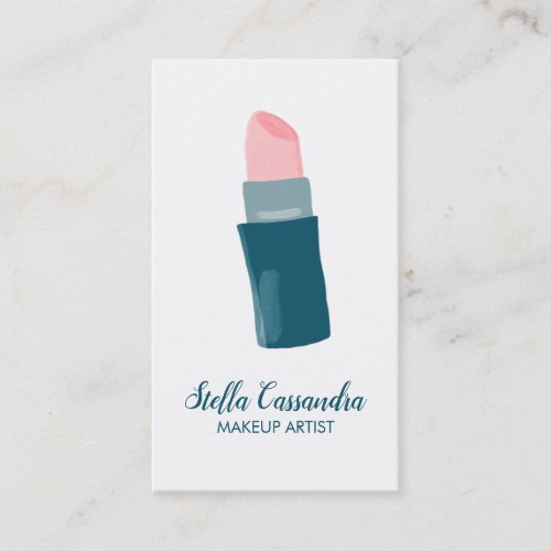 Pink Lipstick Makeup Artist White Business Card