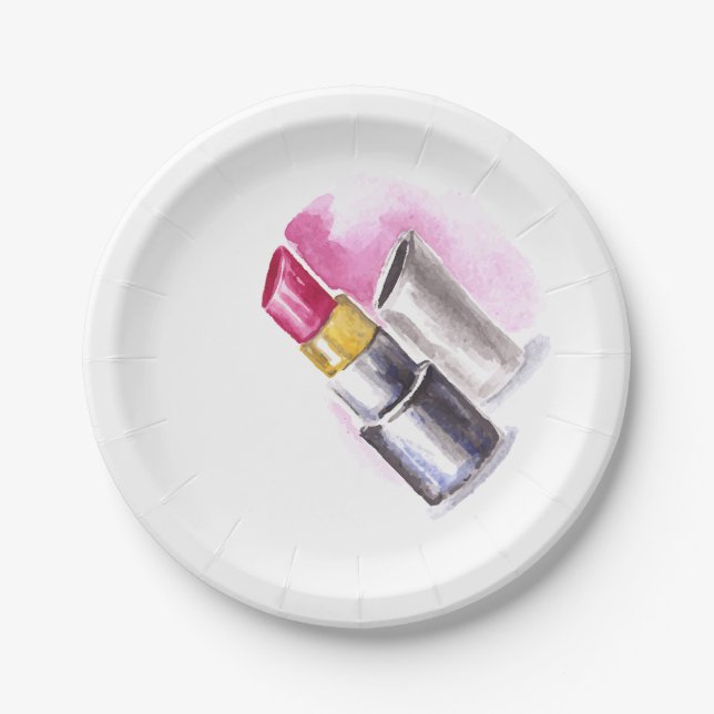 Pink Lipstick Paper Plates (Front)