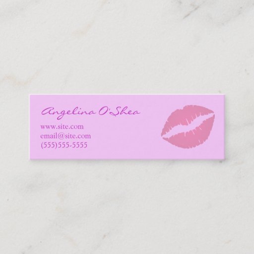 Customizable Pink Lipstick Skinny Business Card