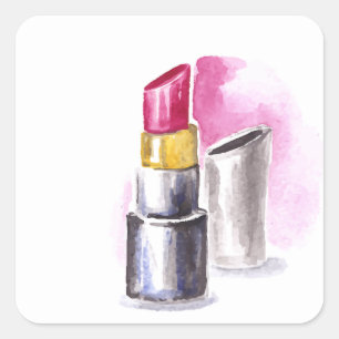 Pink Lipstick Square Sticker