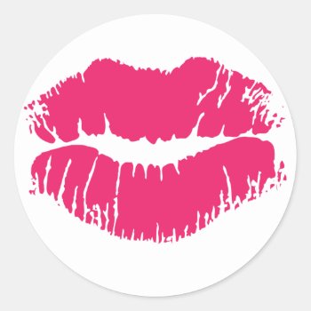 Pink Lipstick Sticker by brev87 at Zazzle
