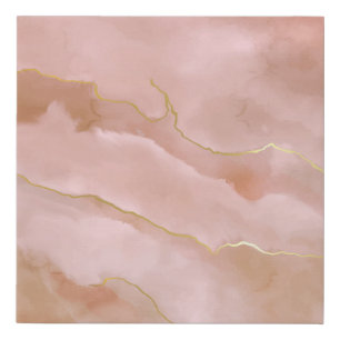 Pink Liquid Marble Gold Texture Faux Canvas Print