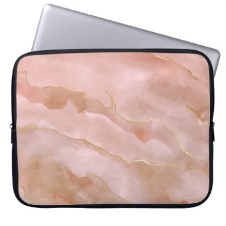 Pink Liquid Marble Gold Texture Laptop Sleeve