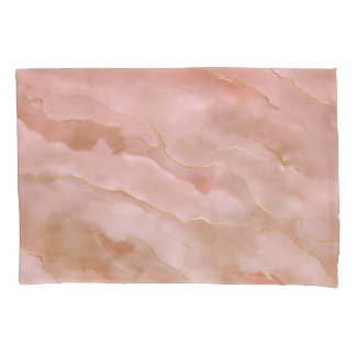 Pink Liquid Marble Gold Texture Pillow Case