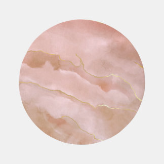 Pink Liquid Marble Gold Texture Rug