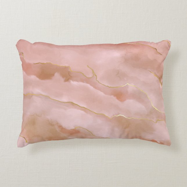 Pink liquid marble texture accent pillow (Front)