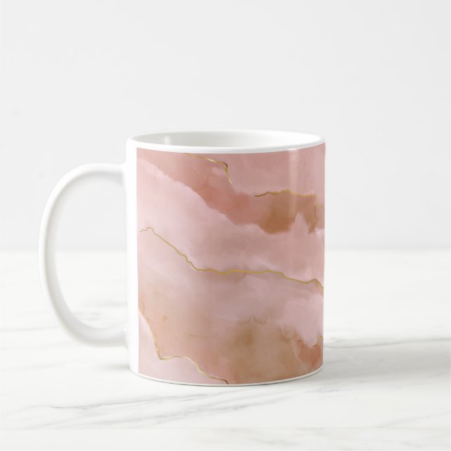 Pink liquid marble texture coffee mug (Left)