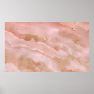 Pink liquid marble texture poster