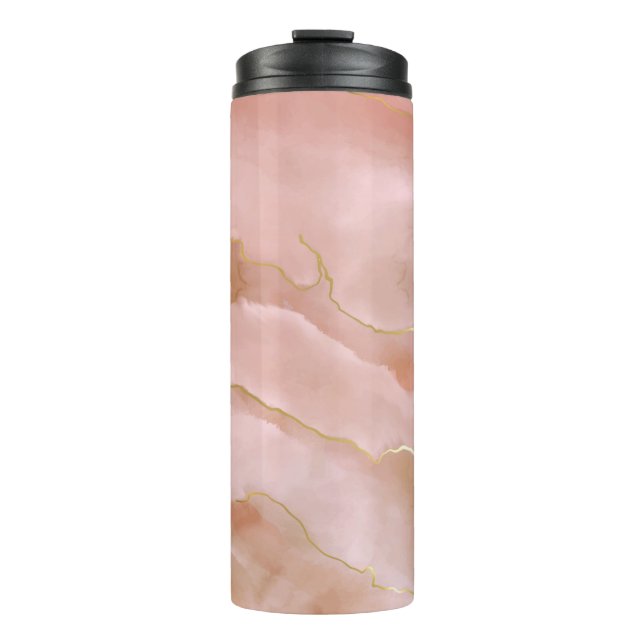 Pink liquid marble texture thermal tumbler (Front)