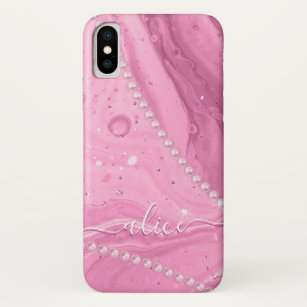 Pink liquid with perles         iPhone x case