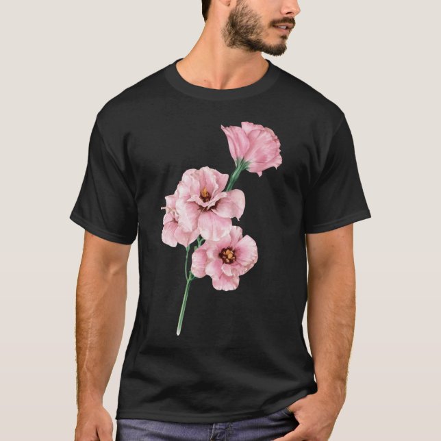 Pink Lisianthus_Watercolor T-Shirt (Front)