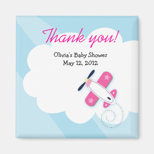Pink Little Aviator Baby Shower Favor Magnet