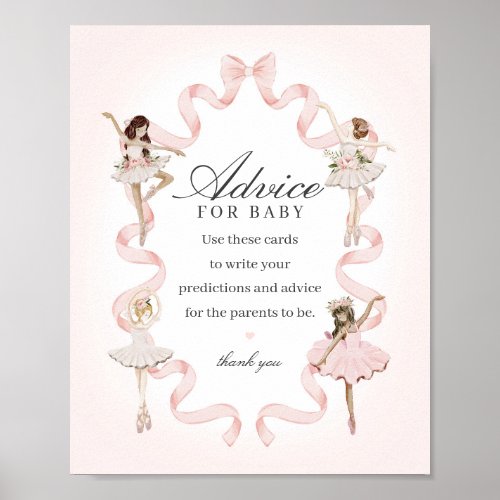 Pink Little Ballerina Advice for Baby Baby Shower Poster