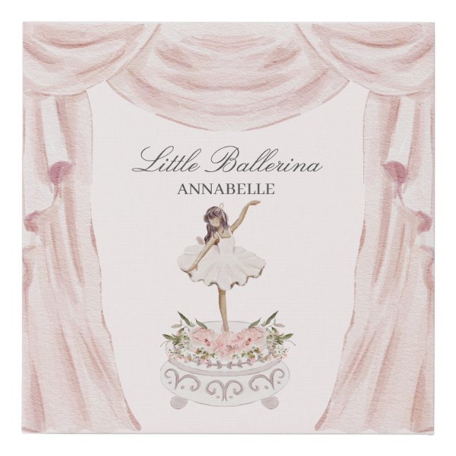 Pink Little Ballerina Baby Shower  Birthday Favor Faux Canvas Print (Front)