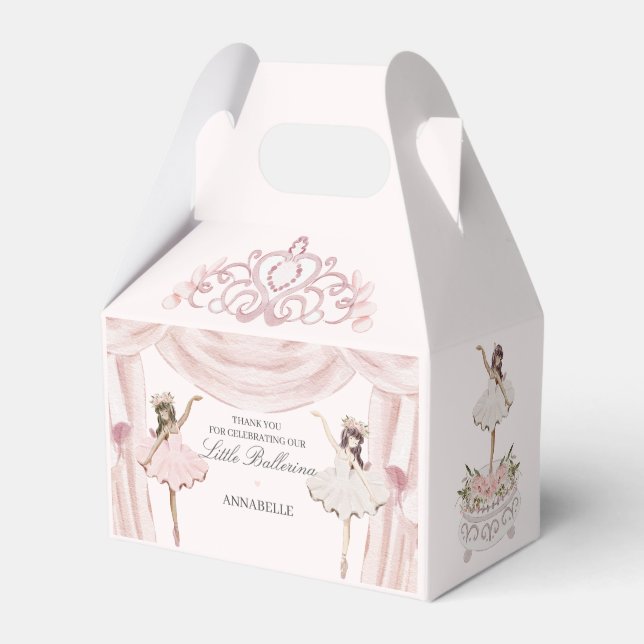 Pink Little Ballerina Baby Shower or Birthday Favor Boxes (Front Side)