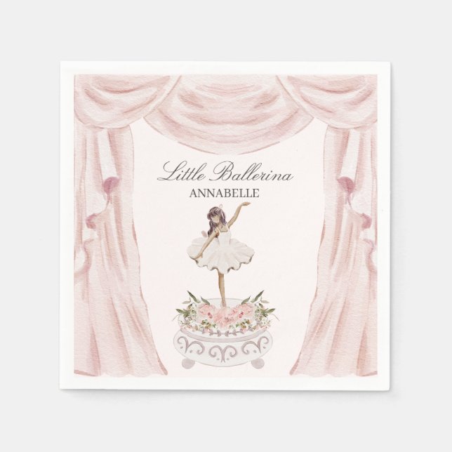 Pink Little Ballerina Baby Shower or Birthday Napkins (Front)